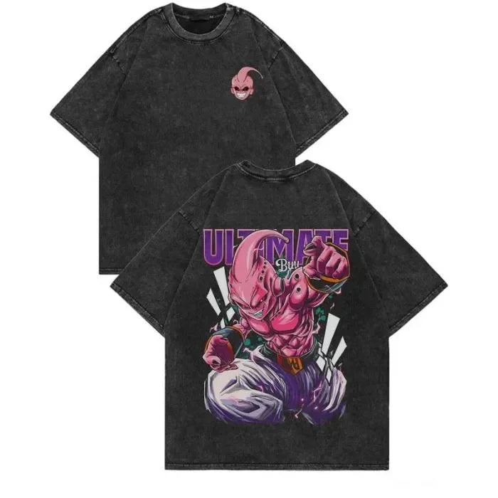 T-Shirt Dragon Ball Cosplay – Goku & Vegeta | Oversize Washed, Cotone, Anime Harajuku Streetwear Uomo