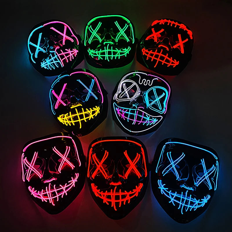 Maschera LED neon wireless luminosa per cosplay