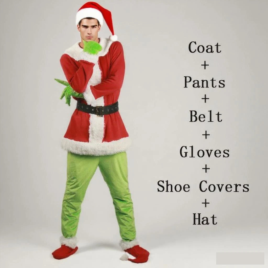 Costume completo da Babbo Natale stile mostro verde