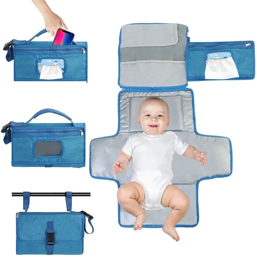 Fasciatoio Portatile con Tasche – Impermeabile, Pieghevole | Kit Cambio Pannolino da Viaggio, Idea Regalo Bebè