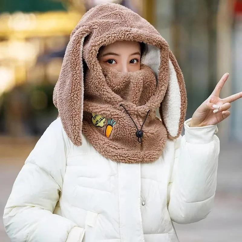 Copricasco da Sci con Orecchie da Coniglio – Passamontagna 3 in 1 Invernale, Maschera e Sciarpa, Caldo e Kawaii