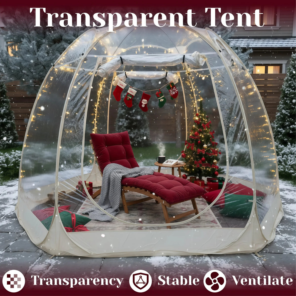 Tenda Bolla Igloo Pop-Up Istantanea – Impermeabile, Extralarge, Protezione dal Freddo per Camping, Patio e Giardino