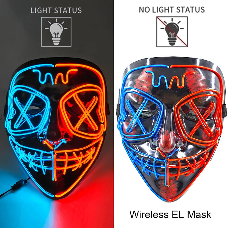 Maschera LED neon wireless luminosa per cosplay