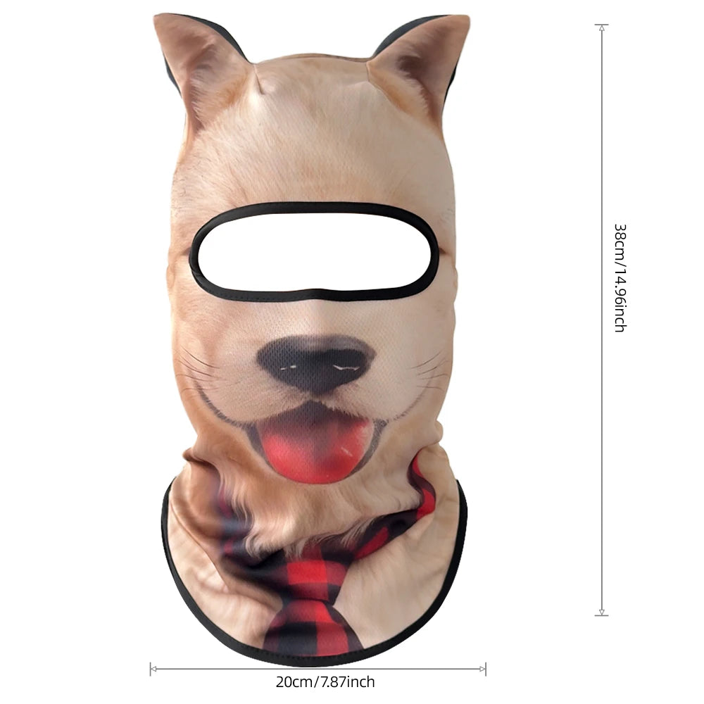 Passamontagna 3D Animali – Maschera Integrale per Moto, Bici, Sci, Protezione UV Collo e Viso