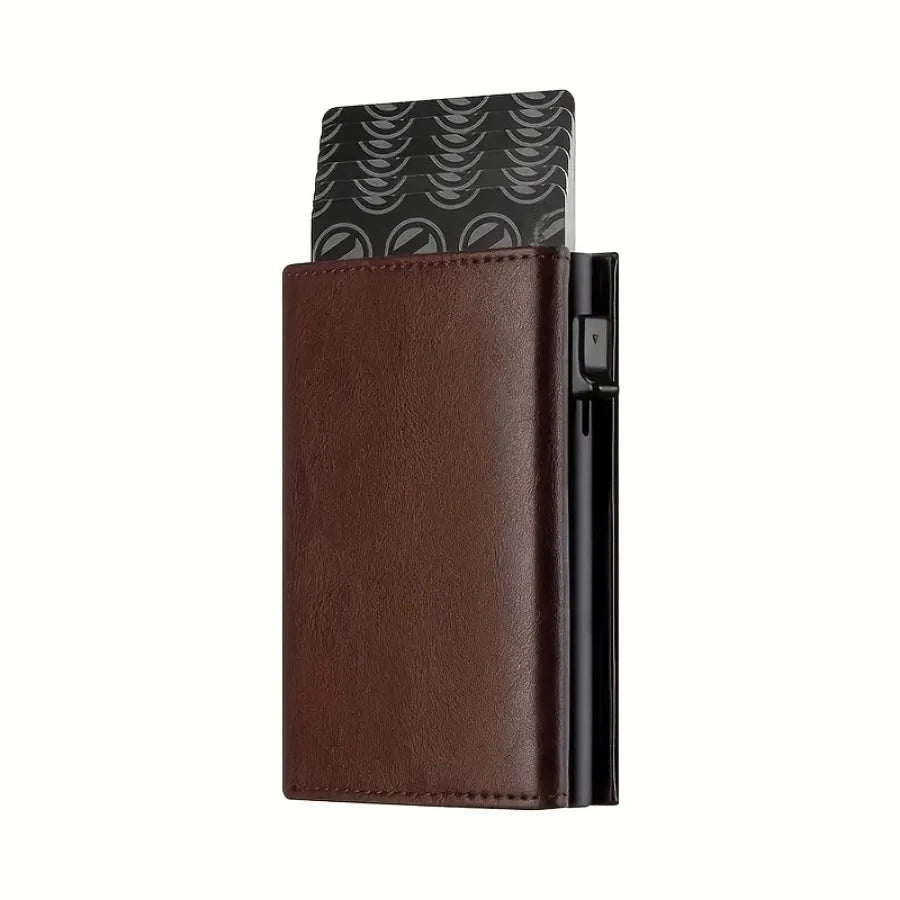 Portafoglio Uomo con Portamonete a Zip – Porta Carte Pop-Up Automatico, Blocco RFID, Design Minimalista