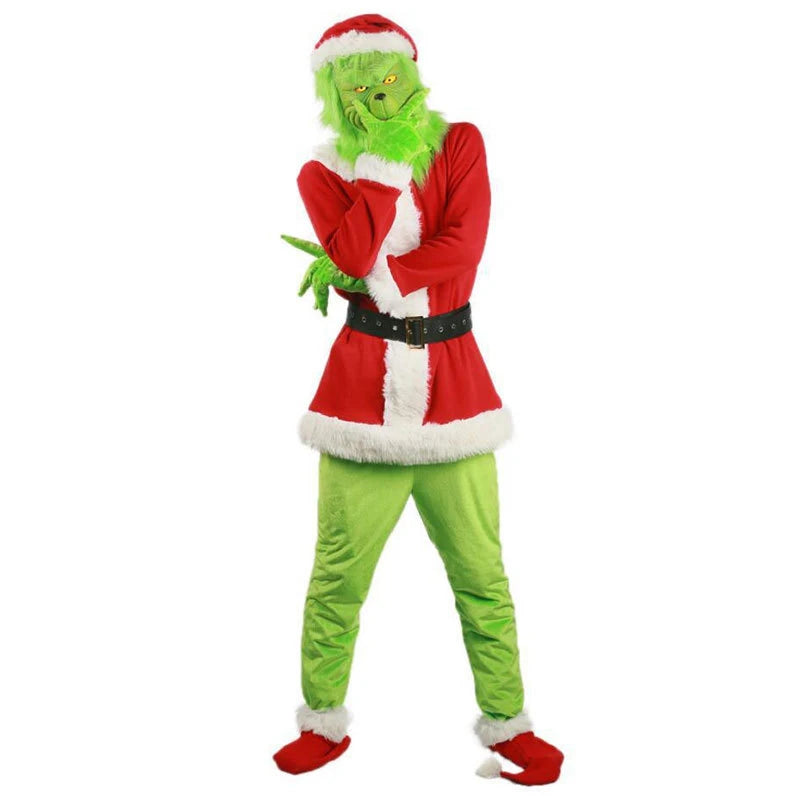 Costume completo da Babbo Natale stile mostro verde