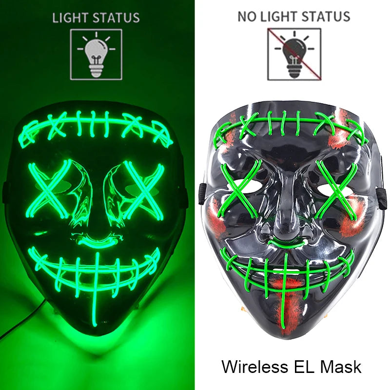 Maschera LED neon wireless luminosa per cosplay