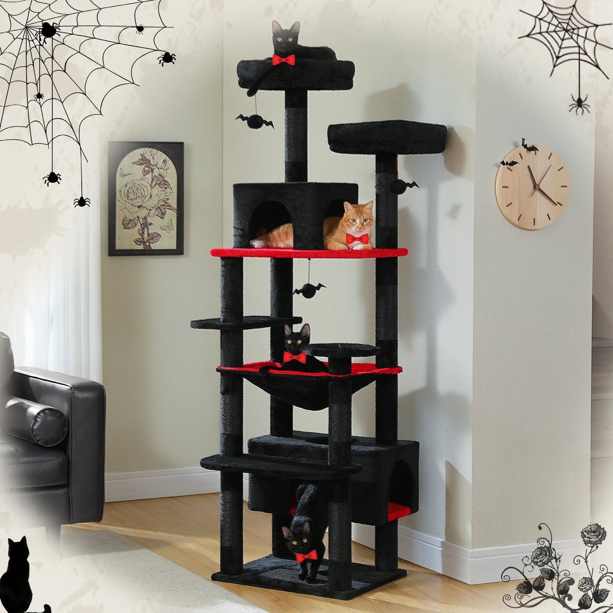 PAWZ Road Albero per Gatti da Interno Grande con Tiragraffi in Sisal, Amaca, Piattaforme e Grotte – 136/164/184 cm
