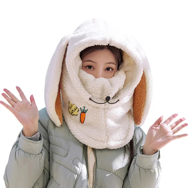 Copricasco da Sci con Orecchie da Coniglio – Passamontagna 3 in 1 Invernale, Maschera e Sciarpa, Caldo e Kawaii