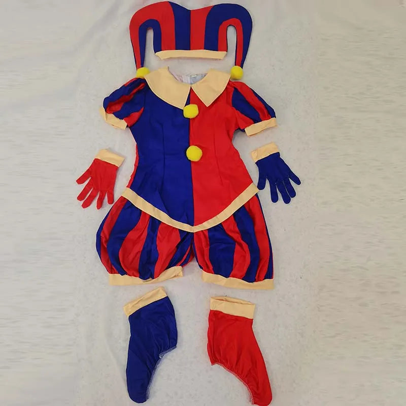 Costume cosplay Pomni completo con cappello e guanti