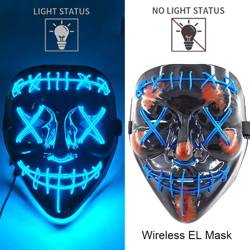 Maschera LED neon wireless luminosa per cosplay