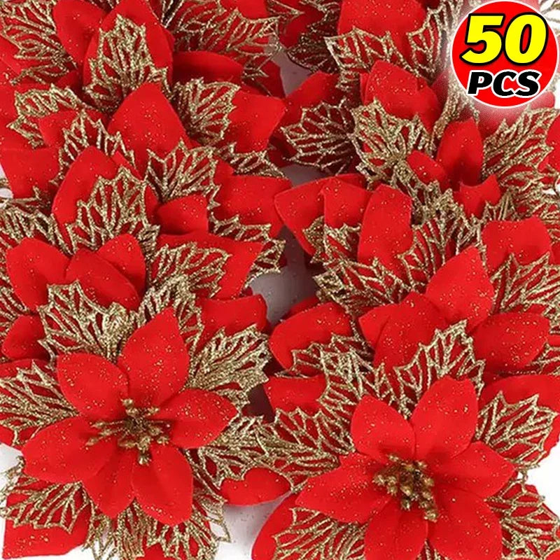 Stelle di Natale artificiali glitterate decorative