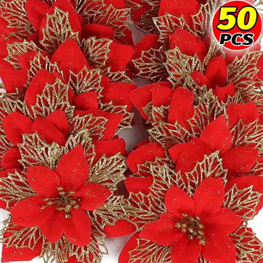 Stelle di Natale artificiali glitterate decorative