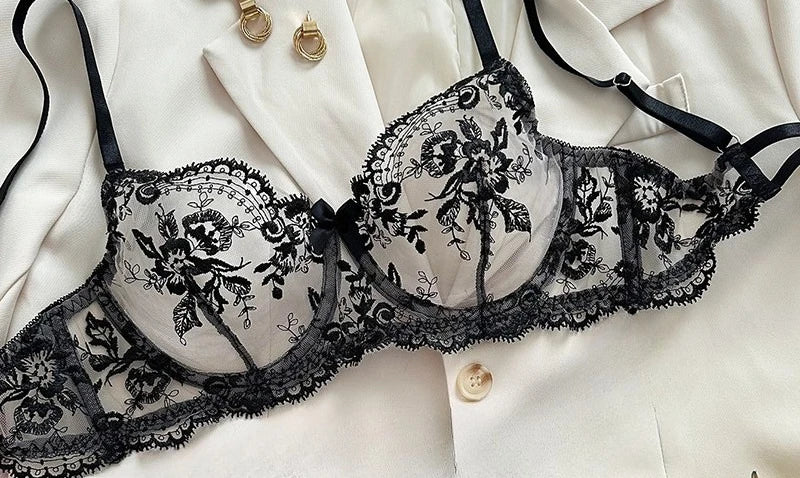 Set Lingerie YUQI con Ricamo Floral Trasparente