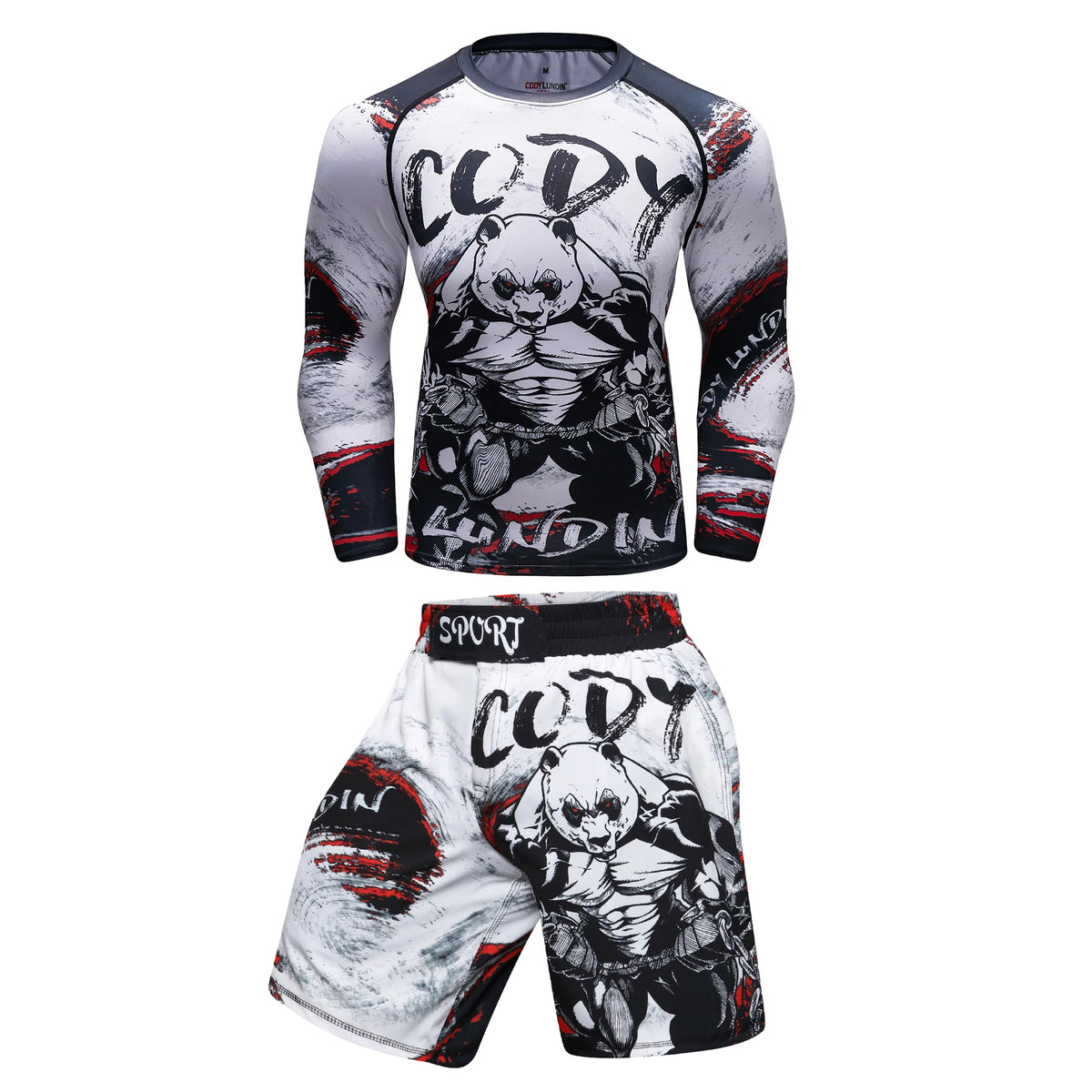 Set Sportivo 2 Pezzi BJJ / MMA – Rashguard + Shorts Muay Thai, Grappling, Boxe, Corsa e Palestra