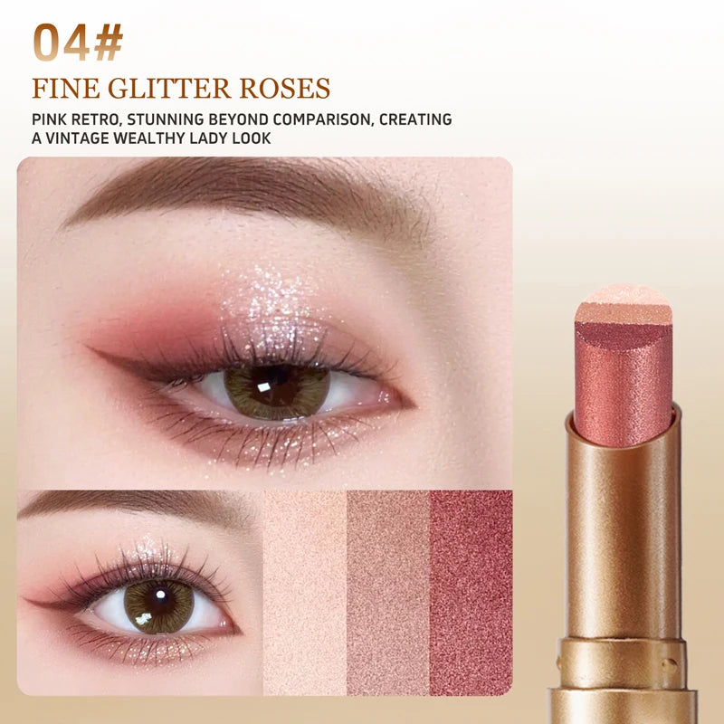 O'CHEAL Matita Ombretti 3 Colori – Glitter Waterproof, Lunga Durata, Finish Gradiente