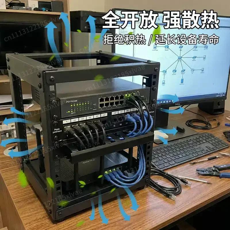Rack Open Desktop 10 Pollici – Armadio da Tavolo per NAS, Router, Switch di Rete – Grezzo Non Verniciato, 5U/6U/7U/8U/9U/10U