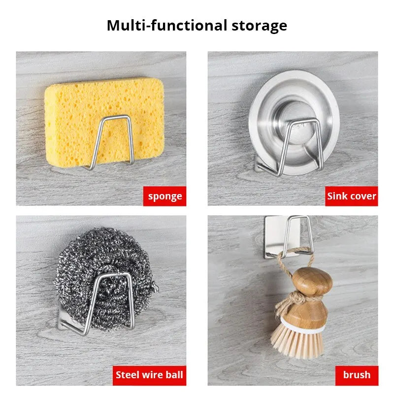 Porta Spugna per Lavello in Acciaio Inox – Supporto con Ventosa per Cucina, Spugne e Pagliette
