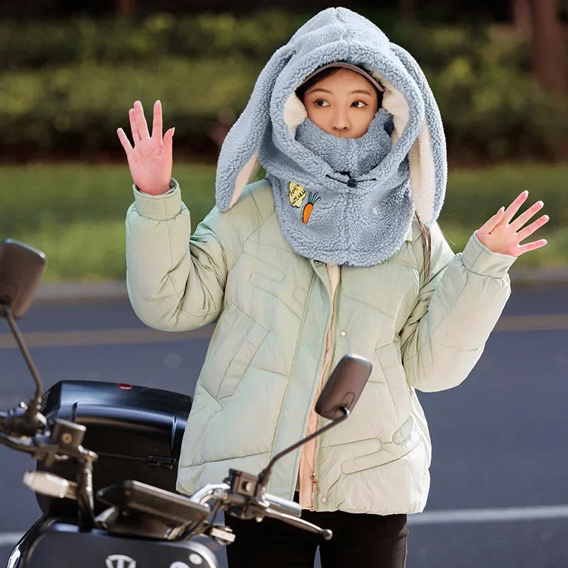 Copricasco da Sci con Orecchie da Coniglio – Passamontagna 3 in 1 Invernale, Maschera e Sciarpa, Caldo e Kawaii
