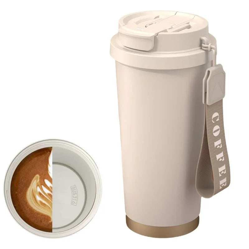 Tazza Termica in Ceramica 530 ml – Thermos in Acciaio Inox a Doppia Parete, Mug da Viaggio per Caffè