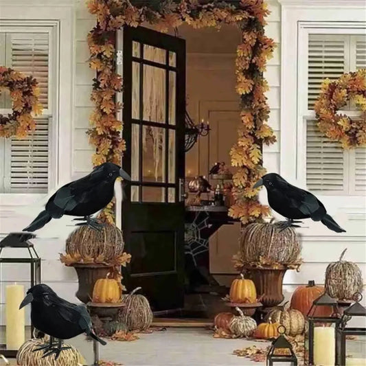 Corvo nero realistico decorativo per Halloween