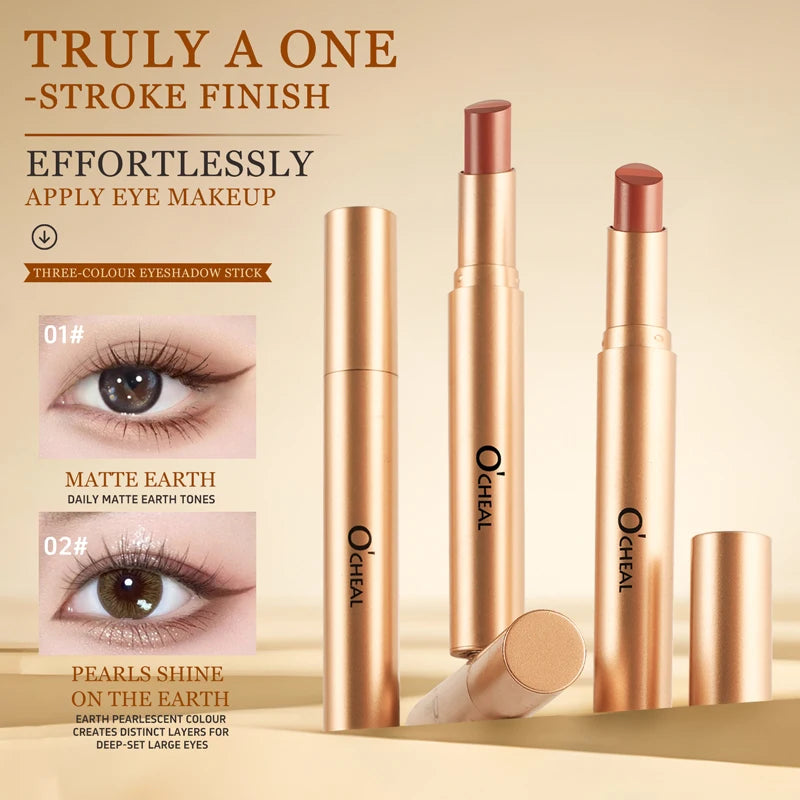 O'CHEAL Matita Ombretti 3 Colori – Glitter Waterproof, Lunga Durata, Finish Gradiente