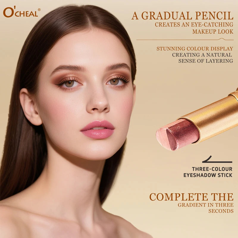 O'CHEAL Matita Ombretti 3 Colori – Glitter Waterproof, Lunga Durata, Finish Gradiente