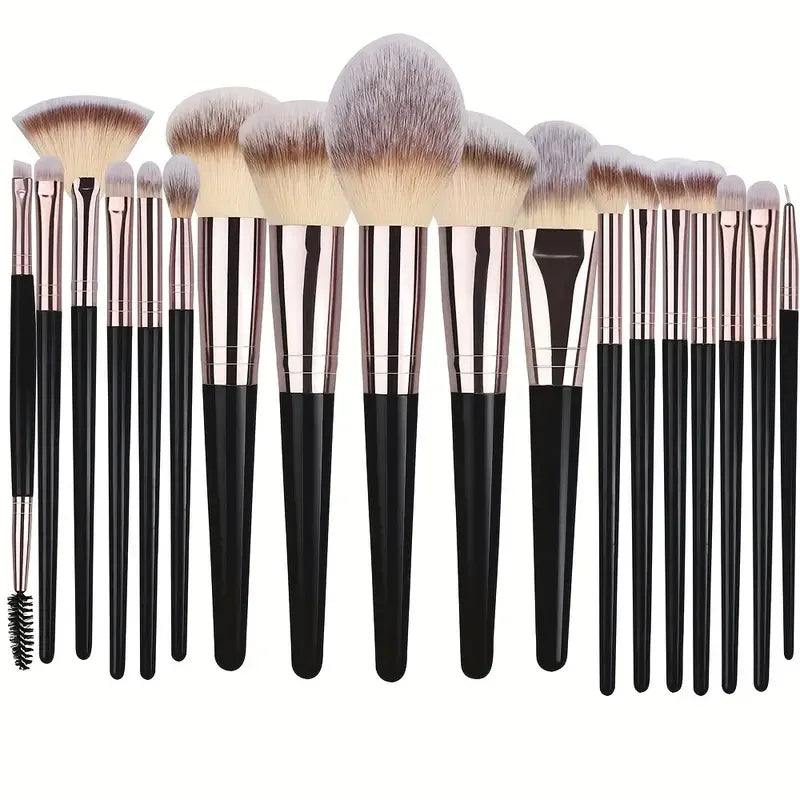 Set Pennelli Make-up Professionali – 3/10/15/18/20 pz, Setole Morbide, Fondotinta, Occhi, Blush e Contouring + Spugnetta Opzionale