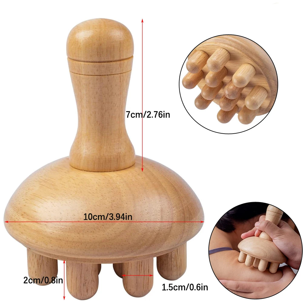 Massaggiatore a Fungo in Legno JOMMJO – Drenaggio Linfatico e Anti-Cellulite per Tutto il Corpo