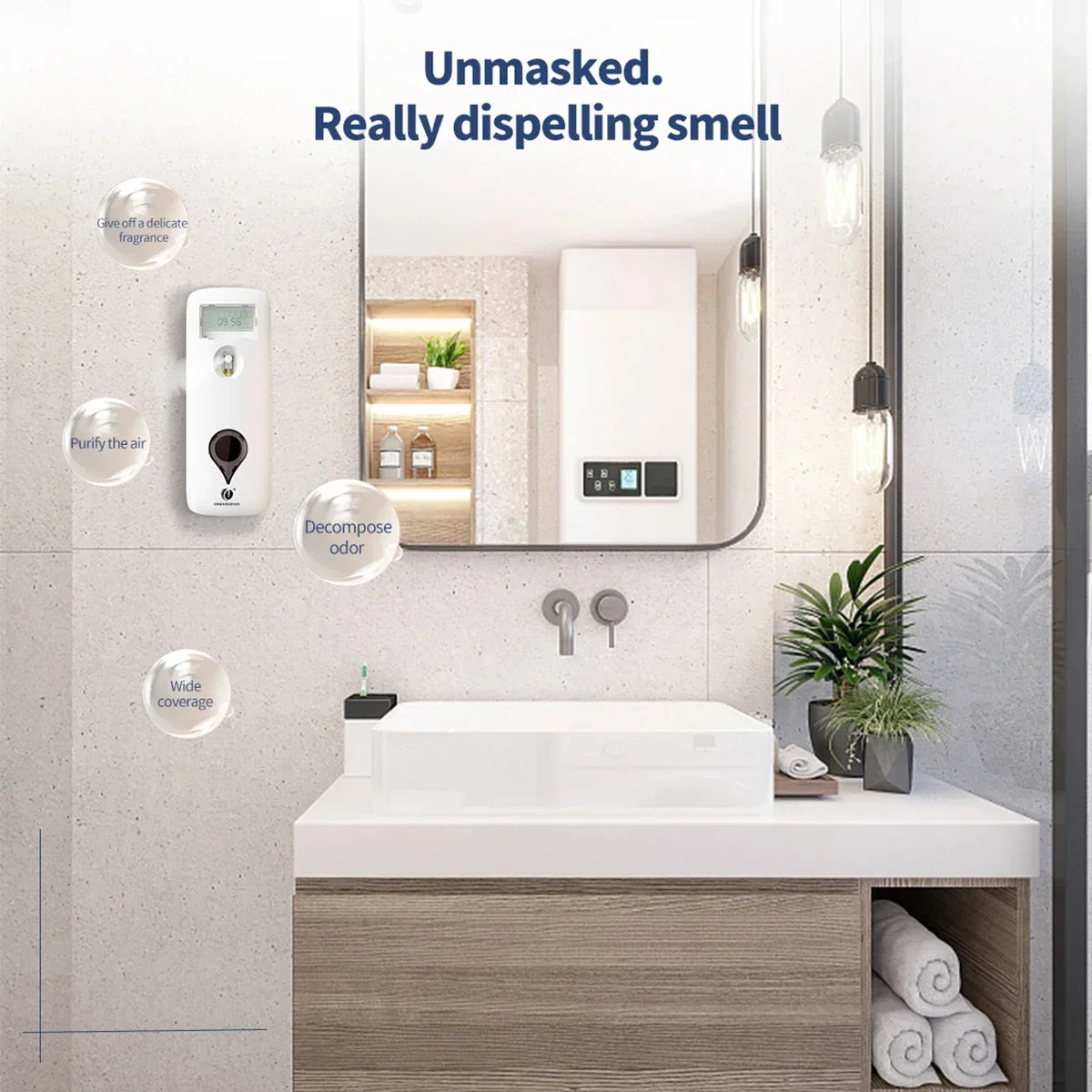 Diffusore Automatico Profumatore Ambiente 300ml – Spray LCD Programmabile da Parete, Elimina Odori