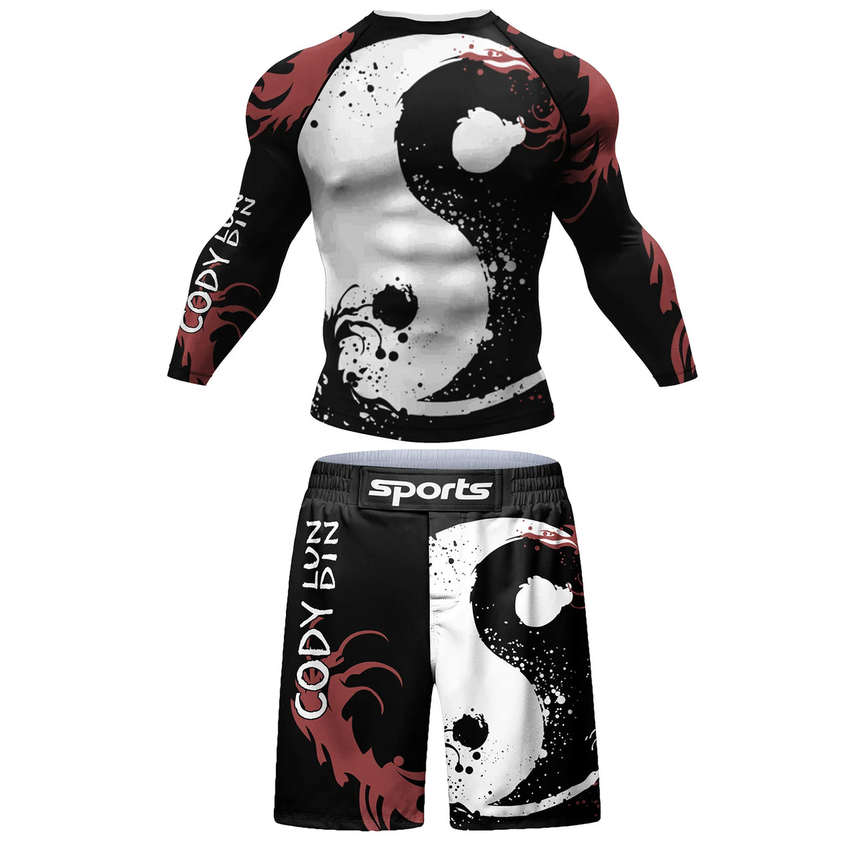 Set Sportivo 2 Pezzi BJJ / MMA – Rashguard + Shorts Muay Thai, Grappling, Boxe, Corsa e Palestra