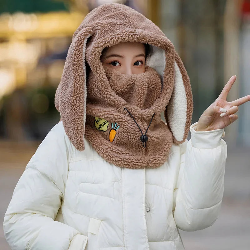 Copricasco da Sci con Orecchie da Coniglio – Passamontagna 3 in 1 Invernale, Maschera e Sciarpa, Caldo e Kawaii