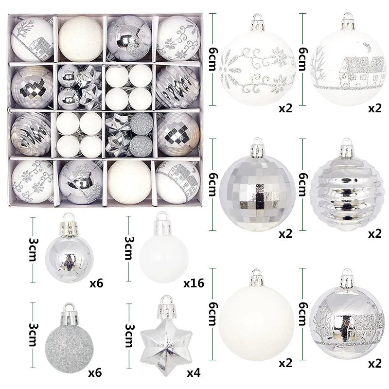 Set 44 palline di Natale da 3-6 cm